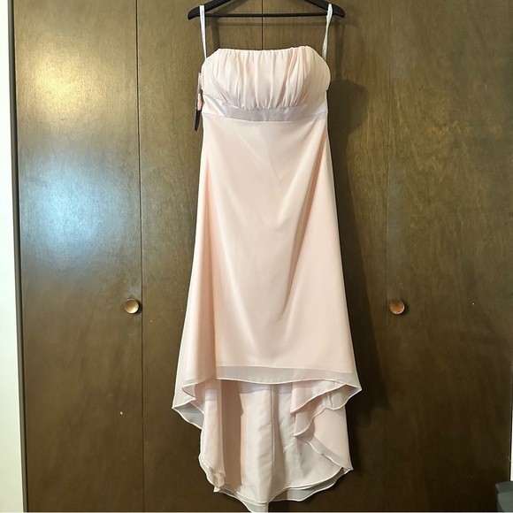 Alfred Angelo Elegant Pink Strapless Bridesmaid Formal High-Low Dress Sz 14 - Picture 2 of 11